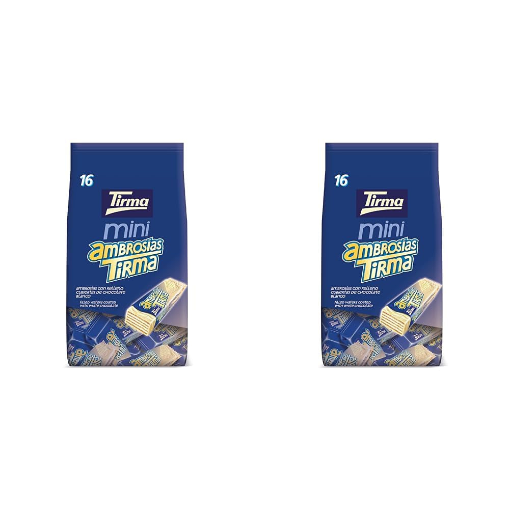 Mini Wafer Al Cioccolato Bianco Tirma | (16 unità x 13,5 g), 216 g | Delicata farcitura alla crema | Non OGM | Adatto ai vegetariani | Confezionati singolarmente | Spuntino al sacco