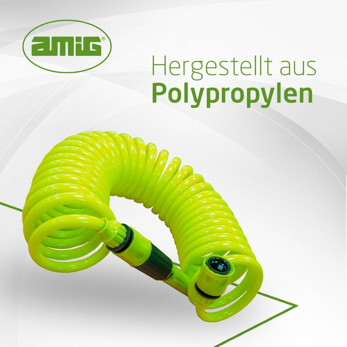 Amig - Tubo spiralato | Realizzato in polipropilene | Allungabile fino a 7,5 m | Include lancia per irrigazione, adattatore e 2 giunti | Verde pistacchio