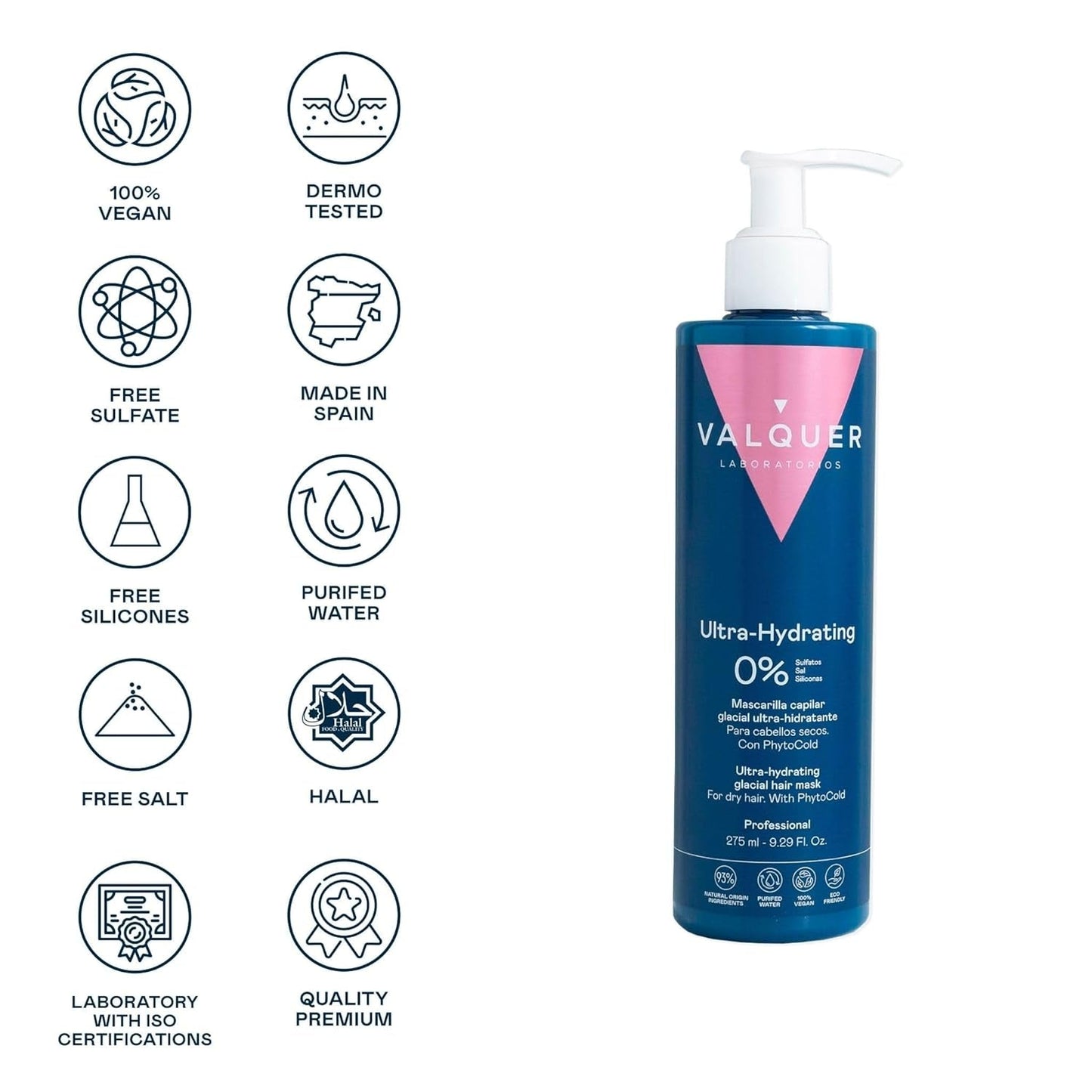 Valquer Profesional Ice Hair Mask - Maschera per capelli ultra idratante senza solfati, sali e siliconi Naty Shop maschera per capelli