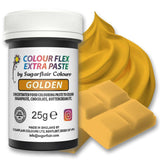 Pasta colorante alimentare Sugarflair Colourflex Extra Paste Golden - Colorante alimentare commestibile per crema al burro, cioccolato, pasta di zucchero, glassa, fondente, miscele per torte, impasti e altro - 25 g