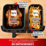 Friggitrice ad aria calda Tefal Dual Easy Fry con due camere, capacità 5,2/3,1 litri, due cassetti indipendenti, 7 programmi Elettrodomestici Naty Shop
