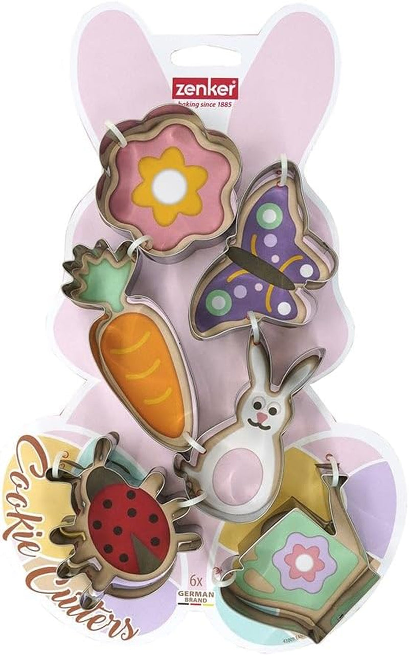 Zenker 44876 Set Stampi Per Biscotti, 6 Pezzi, Multiforme, Sabbiato, Biscotto, Carota, Acciaio Inossidabile, 7,9 x 2,5 cm