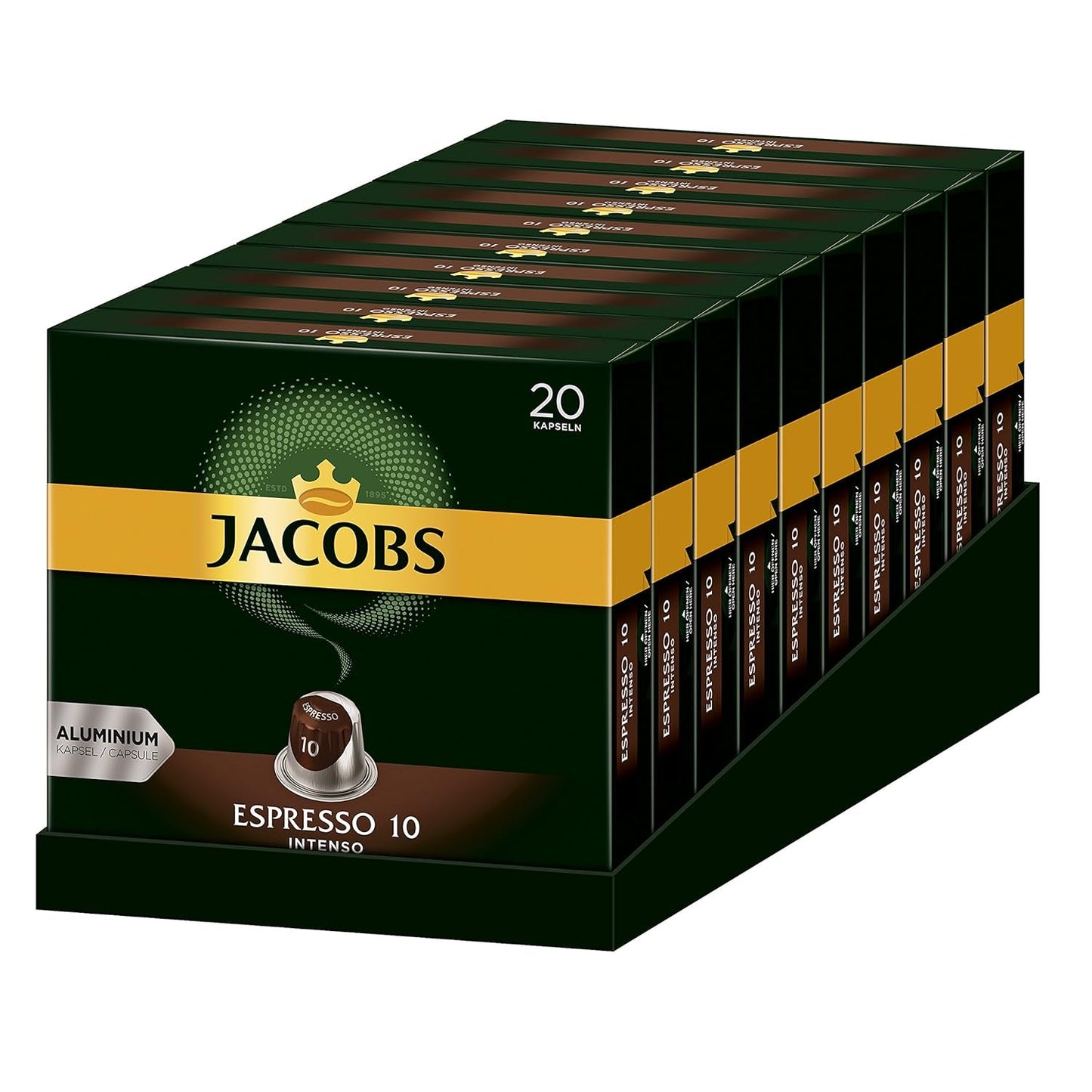 Kaffeekapseln Espresso Intenso, Intensität 10 von 12, 10 x 20 Getränke & Kaffeekapseln Lungo Decaffeinato- Intensität 6- 200 Nespresso compatibile Kapseln, 10er Pack, 10 x 20 Getränke