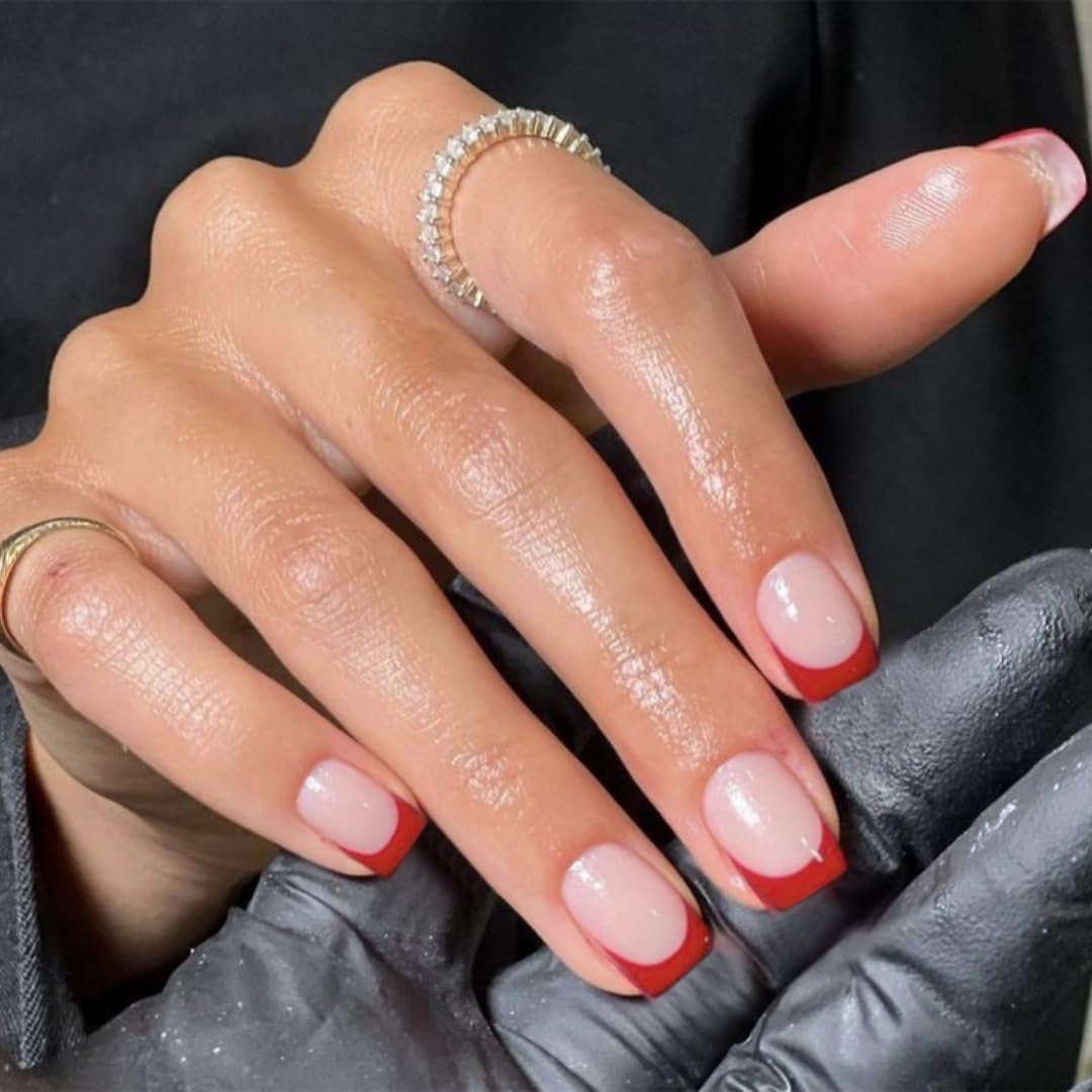 Punte francesi lunghe Colla glitter dorata su unghie lunghe quadrate Punta francese glitterata Unghie finte Set Unghie artificiali quadrate per le donne 24 pezzi