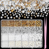 GZMAYUEN 920 pezzi perle per unghie con retro piatto oro argento per unghie, perle per unghie beige bianco Halbrunde, piccole perle con retro piatto Halbrunde per decorazioni per nail art fai da te