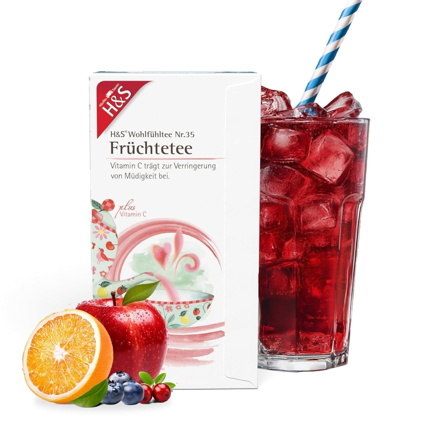 Tè alla frutta H&S con vitamina C: miscela di tè alla frutta saporita e rinfrescante, 20 x 2,7 g