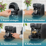 Macchina per caffè espresso a capsule Bosch Tassimo finesse TAS162E, 70 bevande, caffè più intenso premendo un pulsante, spegnimento automatico, sostenibile, dosaggio perfetto, 1400 W, nero/nero