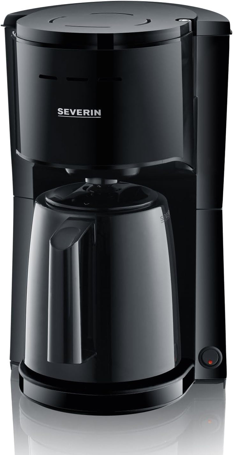 SEVERIN Caffettiera con filtro con caraffa termica, Caffettiera fino a 8 tazze, Attraente macchina con filtro con caraffa termica, Nero, 1 litro, KA 9306