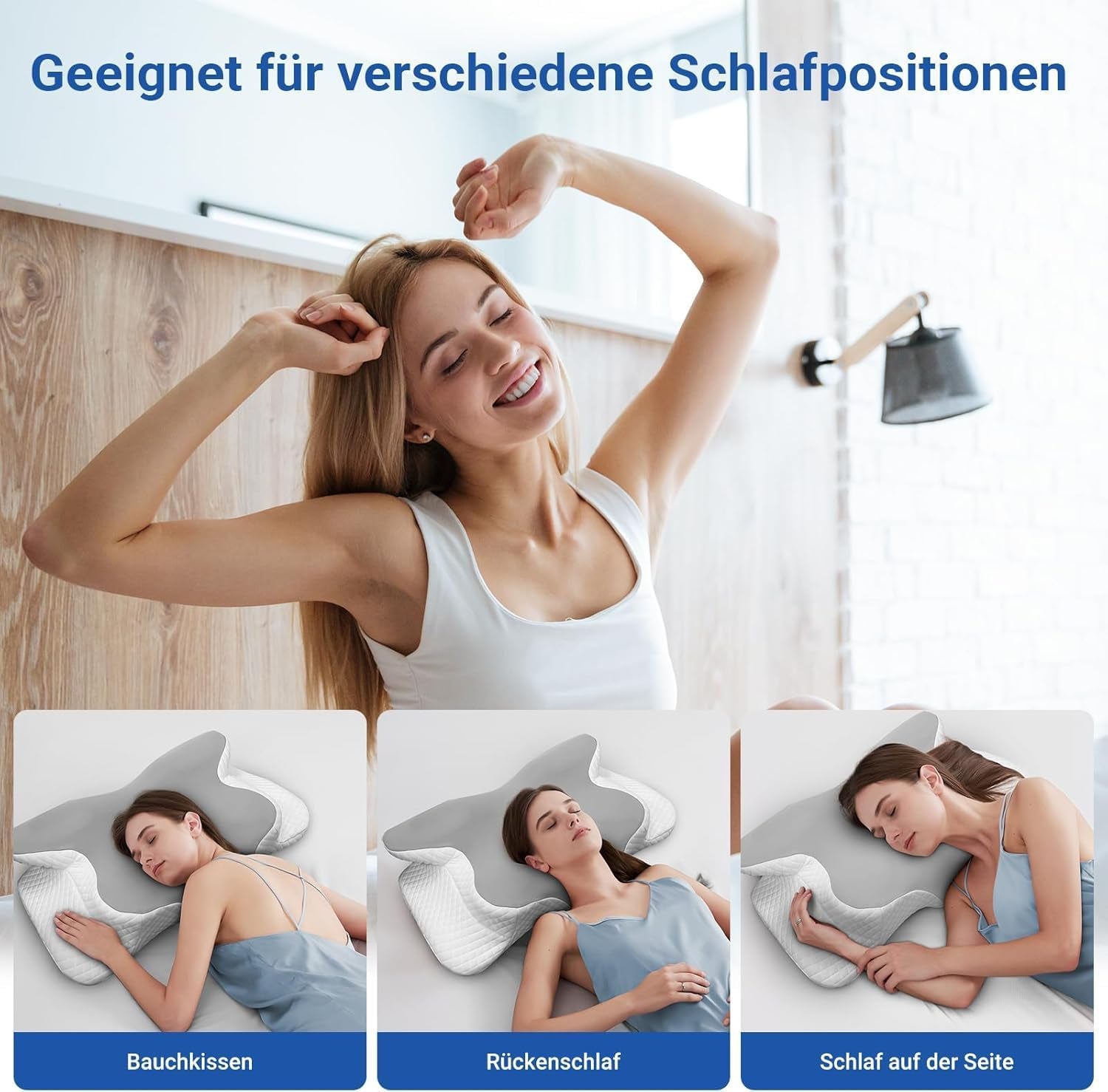 Hothands Cuscino Memory Foam Cuscino Ortopedico ergonomico Lato Schiena Cuscino per Sollievo dal Dolore Addominale Migliora la Qualità del Sonno 62X41X13/11Cm Cuscini Ortopedici Cervicali Naty Shop