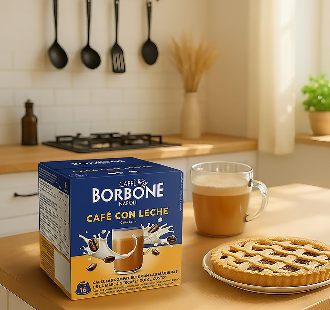 Caffè Borbone Café au Lait - 64 Kapseln - Lösliches Pulvergetränk mit Milchpulver und Instantkaffee - Compatibile con Kaffeemaschinen der Marke Nescafè®* Dolce Gusto®*