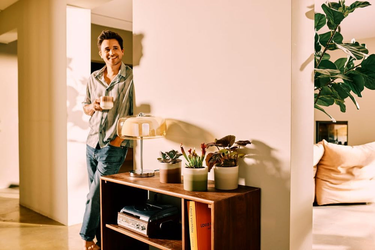 Vaso rotondo elho Colour Gradient 16 cm - per uso interno - 100% plastica riciclata - Ø 15,9 x H 14,7 - gres beige/beige