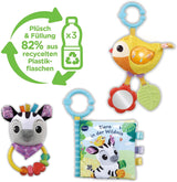 VTech Baby - Set regalo Amici Animali per Bebè - Set di giocattoli con libro in stoffa, uccellino che canta e sonaglio zebrato - Per bambini da 0 a 24 mesi Naty Shop