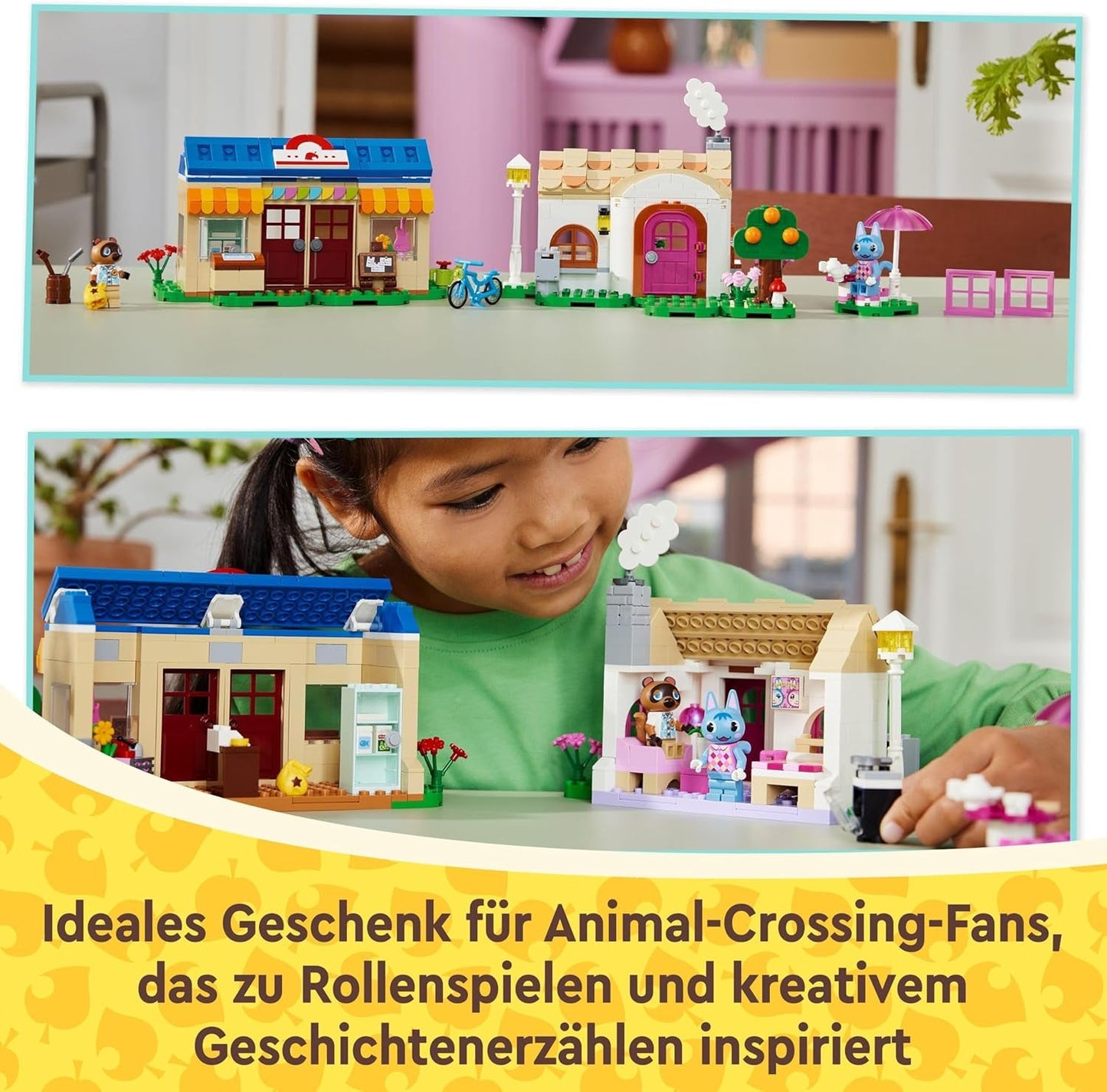Set LEGO Animal Crossing Nook's Shop e Sophie's House, giocattolo creativo per bambini con 2 mini personaggi della serie di videogiochi, regalo per ragazze e ragazzi a partire da 7 anni 77050 Set da costruzione Besuche den LEGO-Store