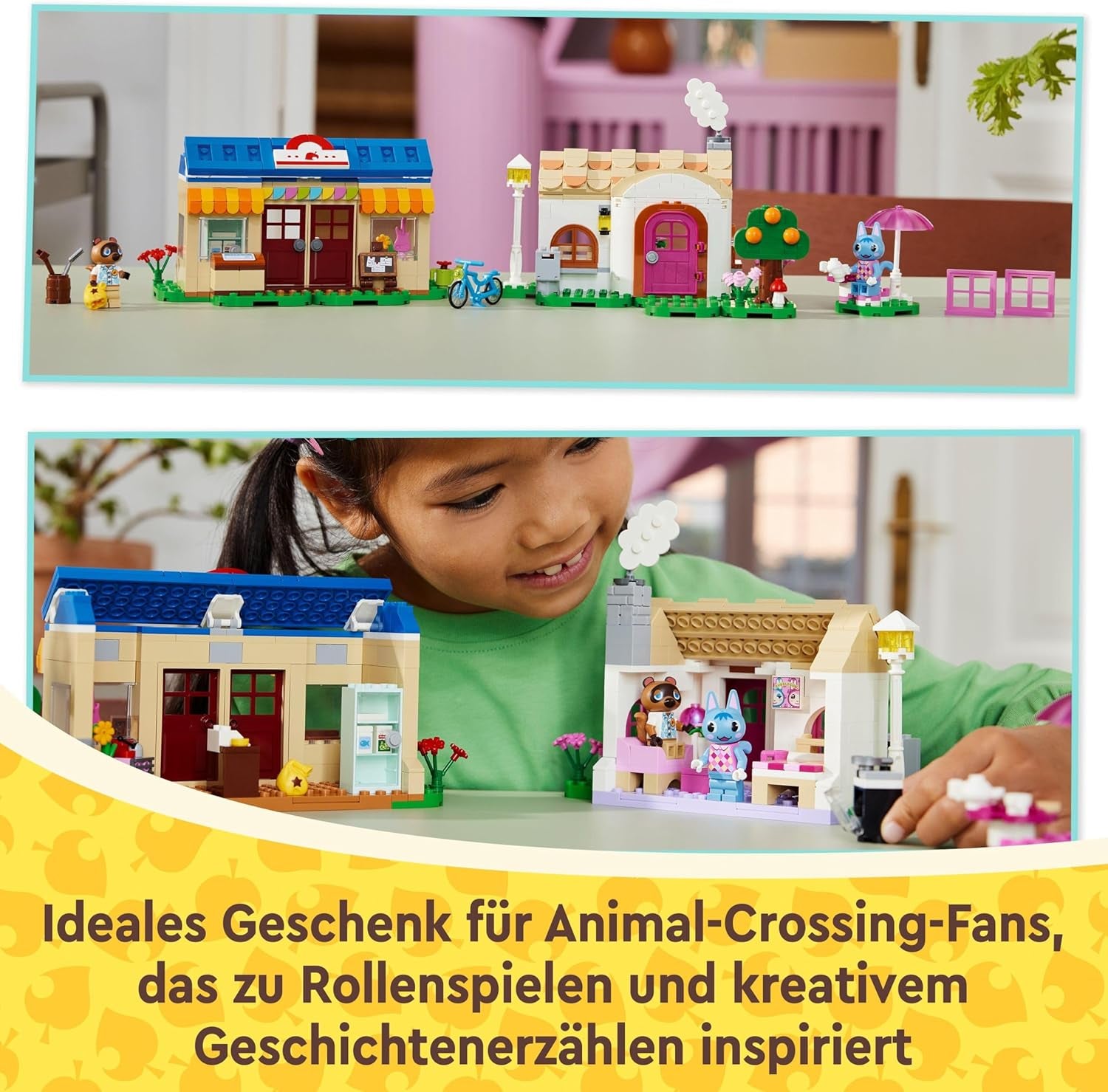 Set LEGO Animal Crossing Nook's Shop e Sophie's House, giocattolo creativo per bambini con 2 mini personaggi della serie di videogiochi, regalo per ragazze e ragazzi a partire da 7 anni 77050 Set da costruzione Besuche den LEGO-Store
