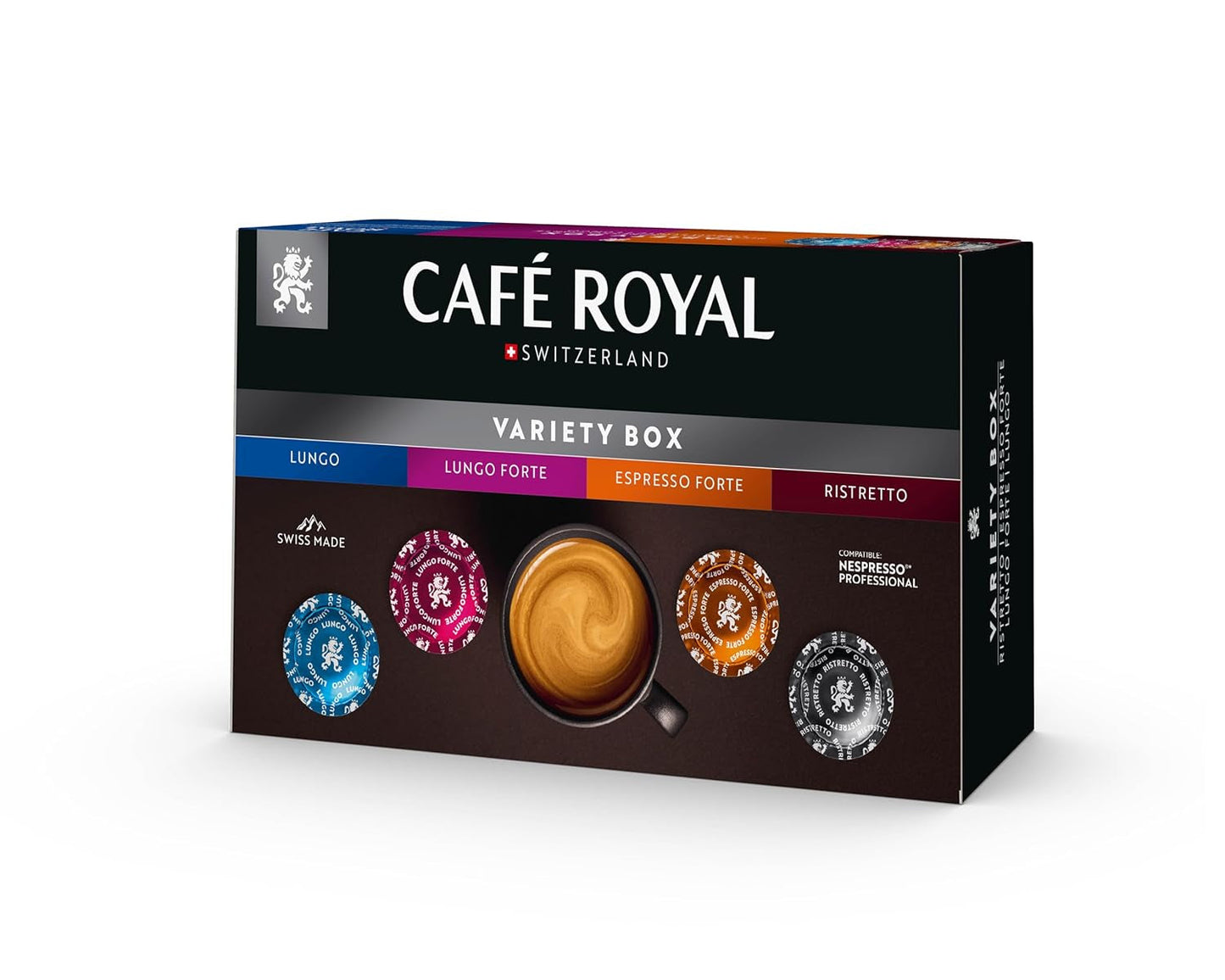 Café Royal Tamponi professionali, Variety Box, 40 cialde compatibili Nespresso (R) Professional per ufficio e gastronomia, Rainforest Alliance zertifiziert, 100 Prozent Arabica Kaffee