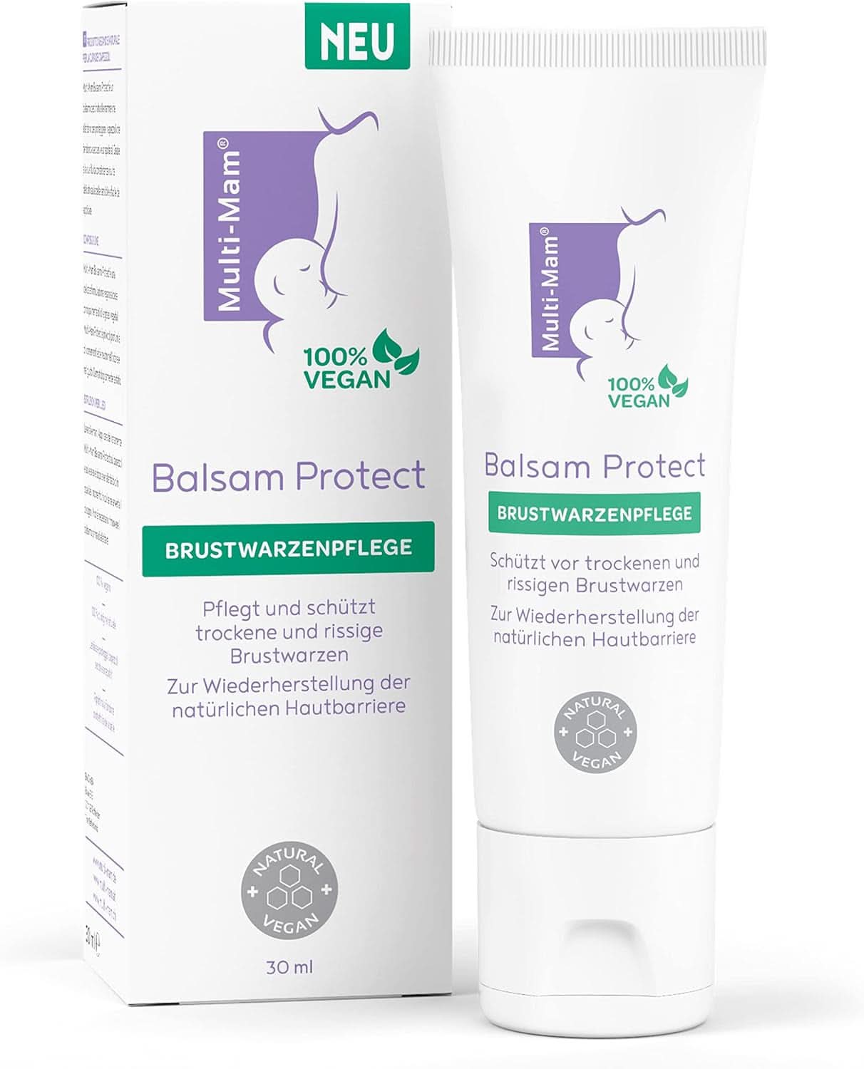 Multi-Mam Balsamo Protect Beruhigt Und Schützt Trockene Und Rissige Brustwarzen Während Und Vor Der Stillzeit, Brustwarzencreme Stillen, Tubo da 30 Ml Accessori Alimentazione e Allattamento Bebe Naty Shop