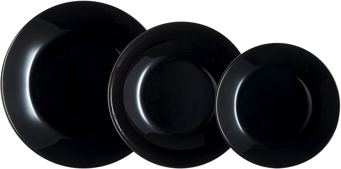 Arcopal Zelie servizio stoviglie in vetro nero, 12 pezzi, 4 posti, nero