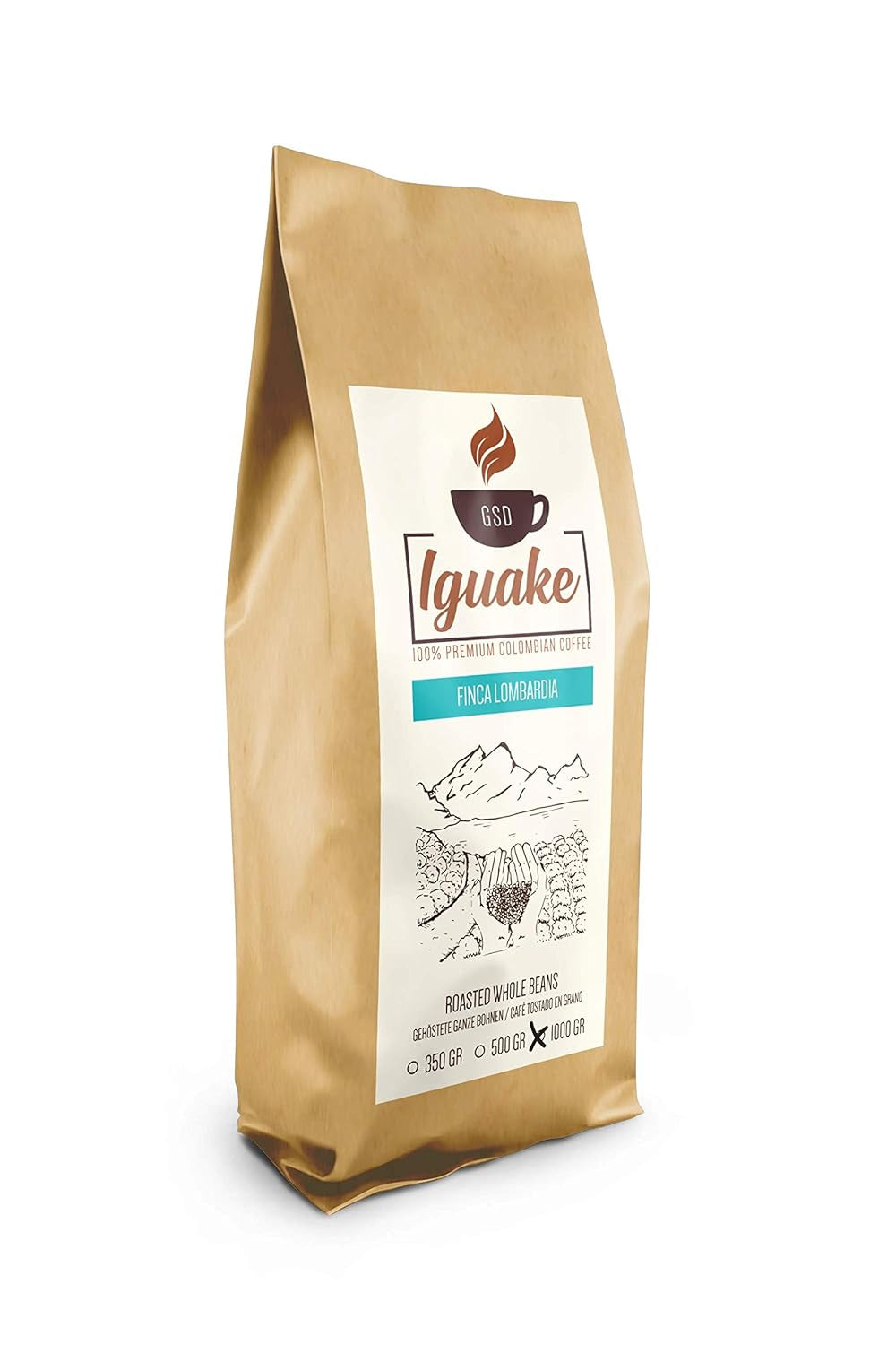 Caffè Iguaque 1000gr | Premium Kaffee ganze Bohnen 100% Arabica dalla Colombia | Familienbetrieb - Single Origin Kaffeebohnen - Nachhaltige eigene Plantage im Hochland - Kräftiges Aroma