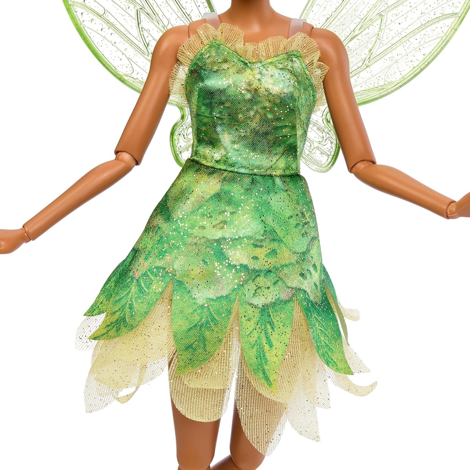 Disney Peter Pan e Wendy Trilli bambola con ali mobili e vestito verde, regalo ispirato al film per i bambini per ricostruire scene o avventure HNY37
