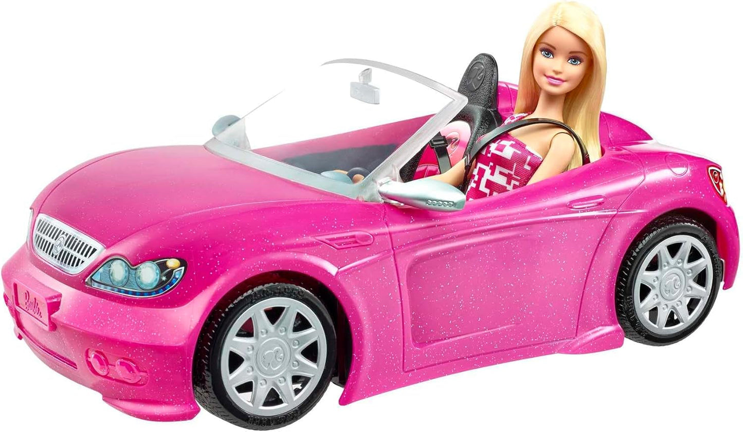 Bambola Barbie e logo convertibile realistico con pneumatico rosa glitterato, giocattolo di 3 anni DJR55 Naty Shop Barbie Dolls