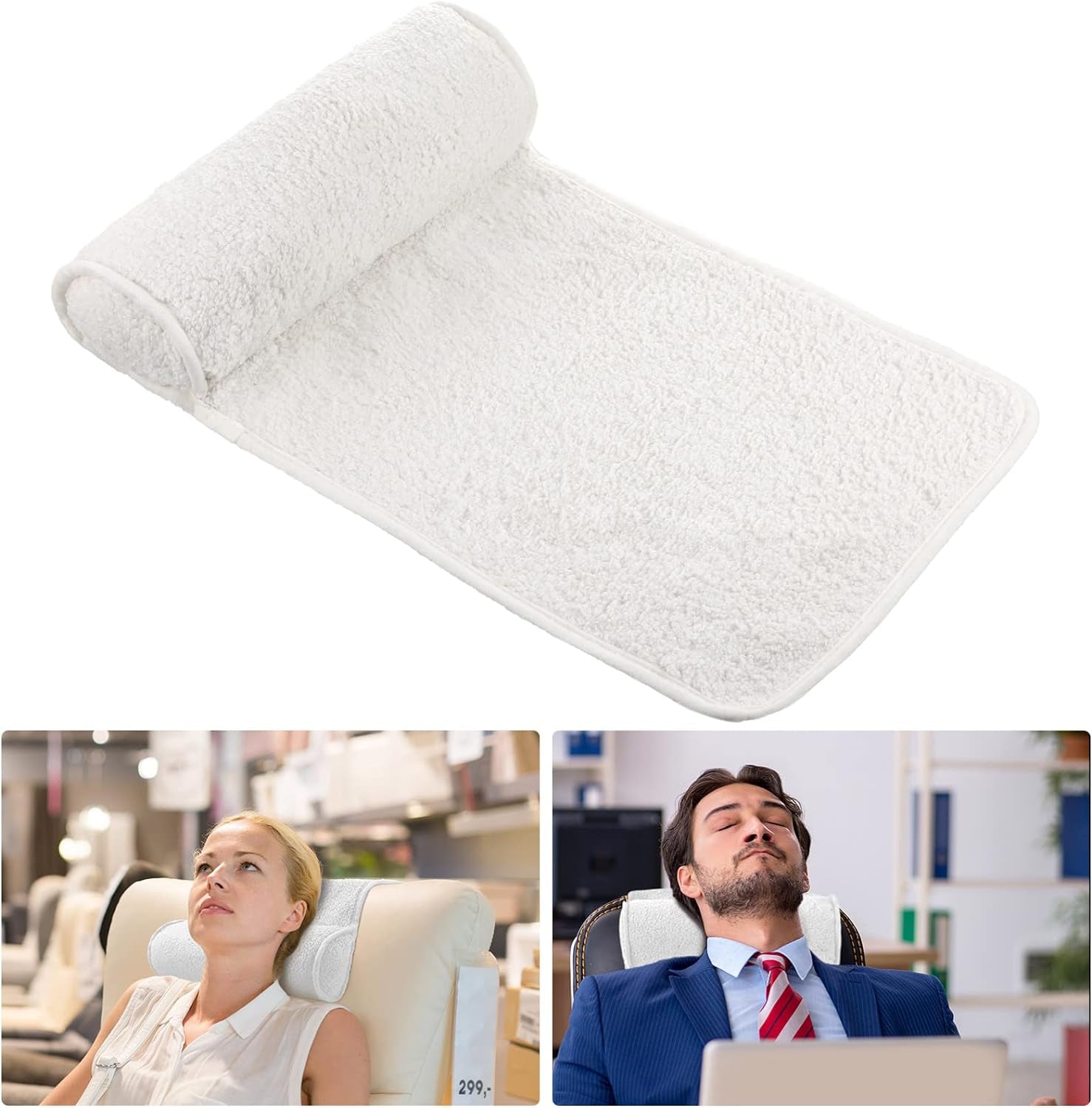 Cuscino per il collo per chaise lounge Cuscino per la testa in peluche Cuscino regolabile per il collo Cuscino per il collo del divano in pile antiscivolo per la casa da viaggio Chaise lounge Divano Poltrona (Nero)