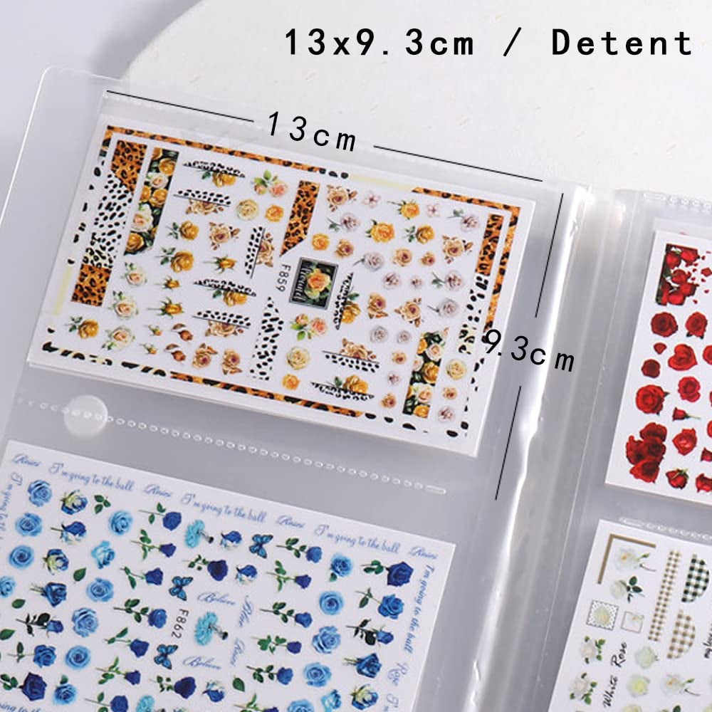 144 slot per adesivi per nail art, libro per riporre adesivi per nail art, decalcomanie per nail art, album per unghie, raccoglitore per display, raccoglitore, materiale artistico, strumenti di design per nail art fai da te per adesivi per nail art