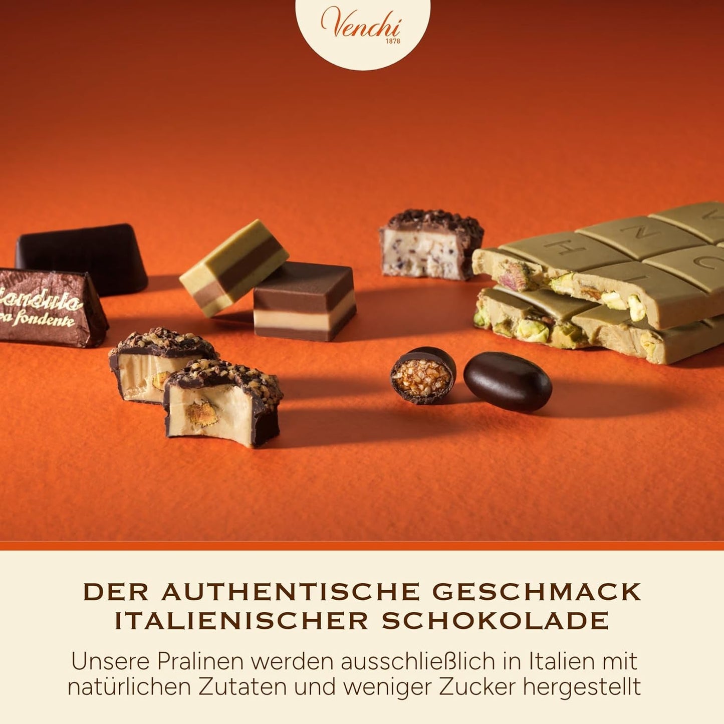Venchi - Cremini 1878 - Cioccolato tre strati al gianduja con latte e pasta di mandorle, "Nocciola Piemonte IGP", 1 kg, senza glutine, senza coloranti e senza conservanti