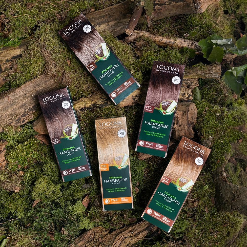 LOGONA Natural Cosmetics Crema Colorante Vegetale per Capelli 240 Marrone Torrone, Tintura naturale per capelli castani con henné, Crema colorante per toni castani, Colorante per capelli scuri, Tintura per capelli 150ml Naty Shop