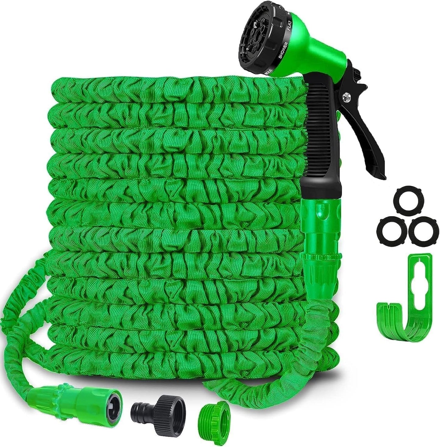 Tubo Da Giardino Magic Tubo Flessibile Estensibile con Raccordi da 1,9 cm 1,27 cm Ugello Spruzzatore a 8 Funzioni Blu o Verde 15 m