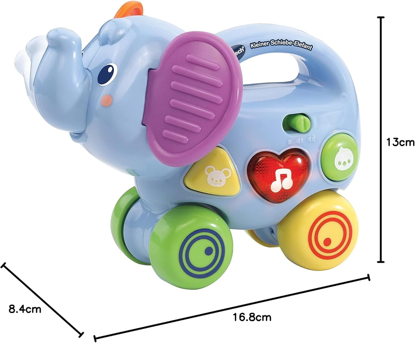 Vtech Baby Little Pushing Elephant - Giocattolo interattivo push and play - Con canzoni, melodie, frasi e suoni - Per bambini da 6 a 36 mesi Baby Toys Naty Shop