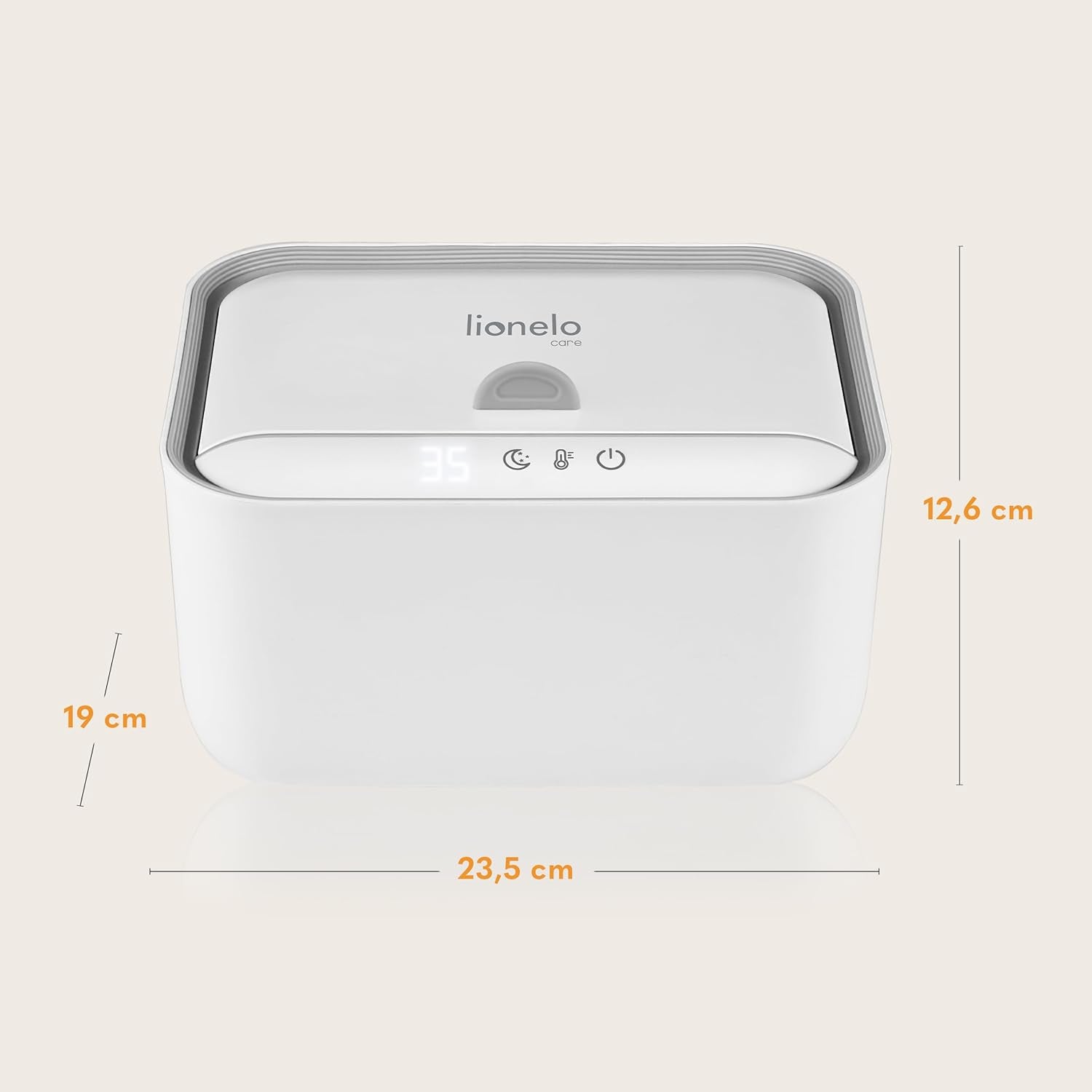Lionelo BABYBLISS 20W Scalda salviette umidificate e asciugamani piccoli, 20W per neonati, luce notturna integrata, 3 impostazioni di calore, pannello touch, mantiene le salviette umide
