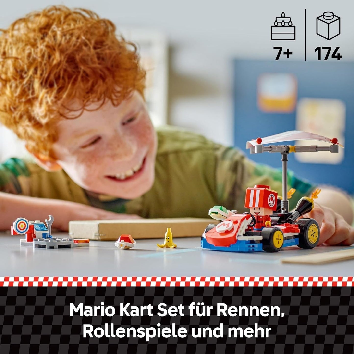 LEGO Super Mario: Mario Kart - Kart standard, collezione Nintendo, regalo per bambini, consente a ragazzi, ragazze e giocatori dai 7 anni in su di giocare in modo indipendente, giocattolo avventuroso con personaggio di Toad 72032 Set da costruzione Besuche den LEGO-Store