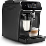 Macchina per caffè espresso automatica PHILIPS serie 2300 - 4 bevande, moderno touch screen a colori, sistema di preparazione del latte LatteGo, SilentBrew, macinacaffè 100% ceramica, filtro AquaClean. Nero opaco (EP2330/10)