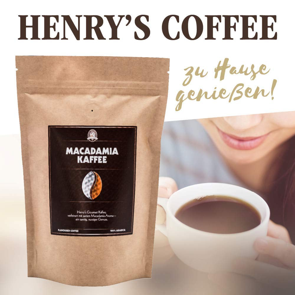 Henry's Macadamia Coffee 1000g - il nostro raffinato caffè gourmet dai sapori più raffinati - tostato artigianalmente - chicchi di caffè premium