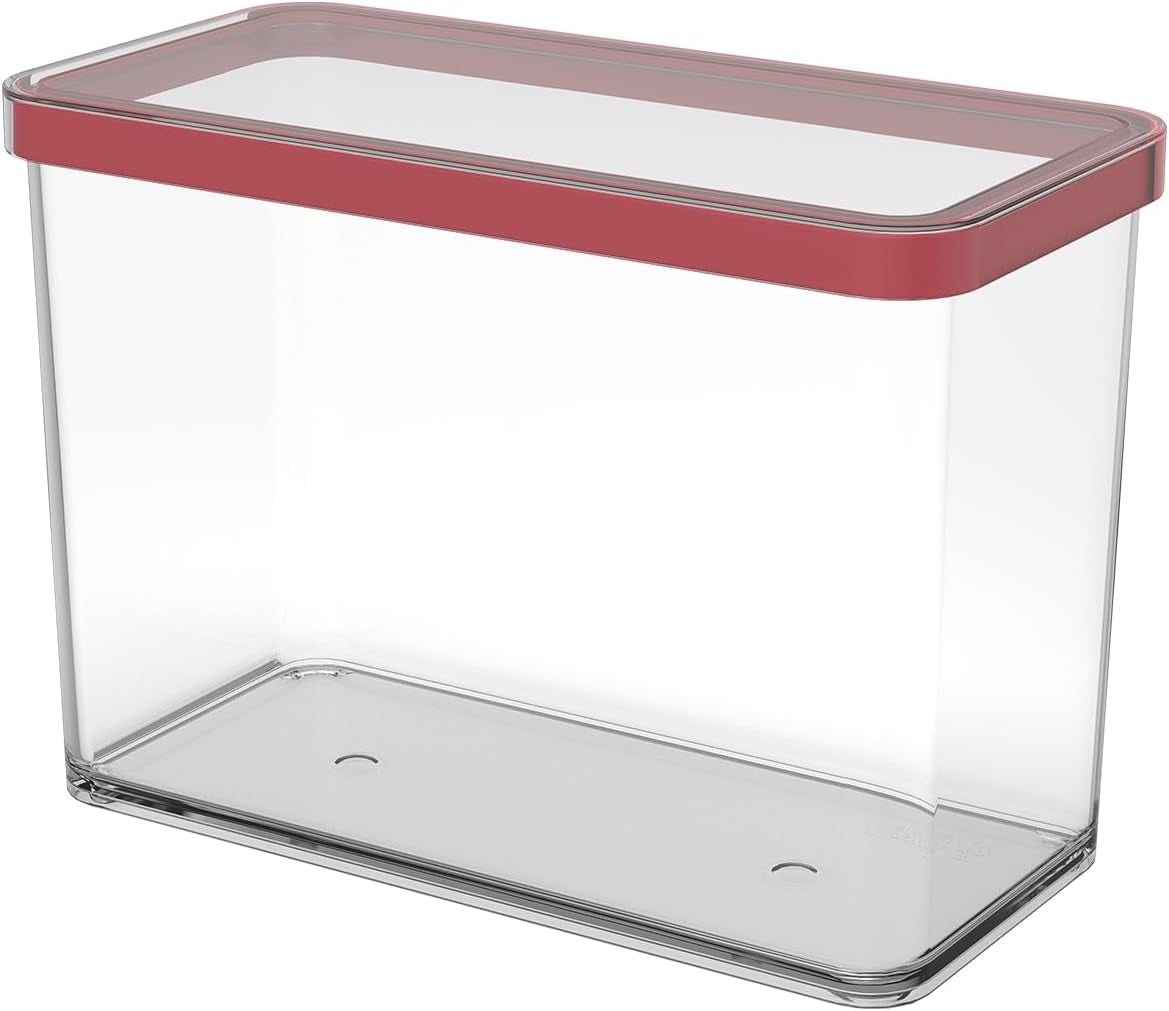 Rotho Loft Set di 5 barattoli con coperchio, diverse dimensioni, plastica alimentare (PP) senza BPA, trasparente/rosso, (21,4 x 21,4 x 23,5 cm) Scatole per alimenti Naty Shop 2,1 L rettangolari