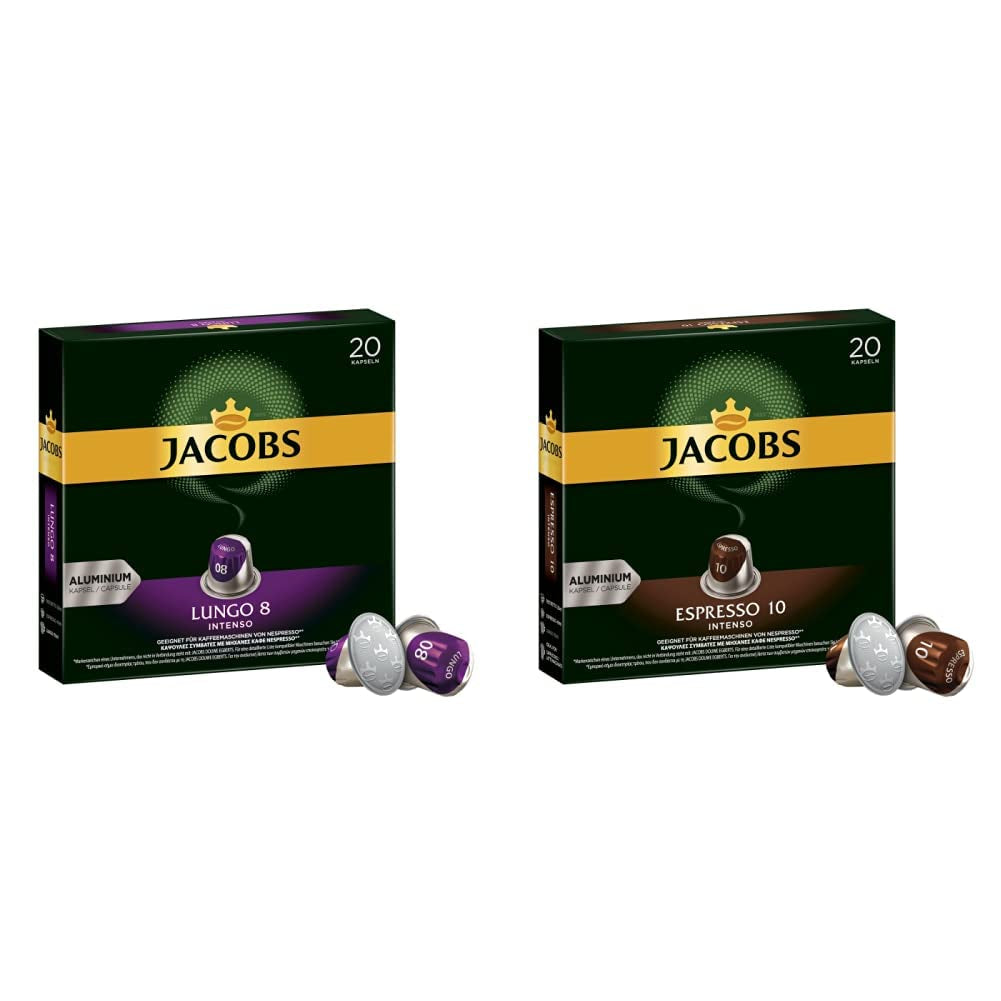 Caffettiere Lungo Intenso, Intensità 8 von 12, 10 x 20 Capsule & Caffettiere Espresso Intenso, Intensità 10 von 12, 200 Capsule compatibili Nespresso®*, 10 x 20 Getränke