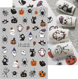 JMEOWIO Adesivo per unghie Halloween Süßer Geist 9 Blatt Nail Art Sticker Selbstklebend Nagelaufkleber Dekoration Nageldesign Zubehör