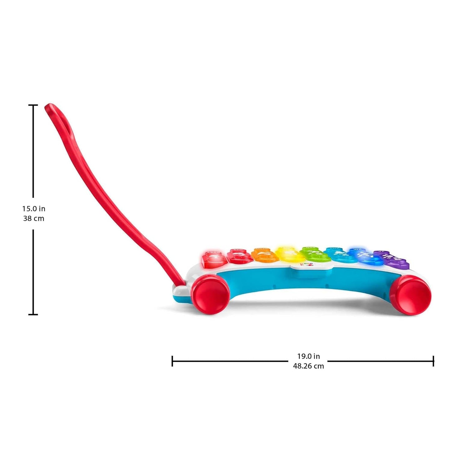 Fisher-Price Xilofono gigante luminoso - strumento musicale elettronico da trascinare con canzoni con contenuti didattici, per bambini, neonati a partire da 9 mesi, multicolore, versione: francese, HJK40 Jucarii Bebe Naty Shop