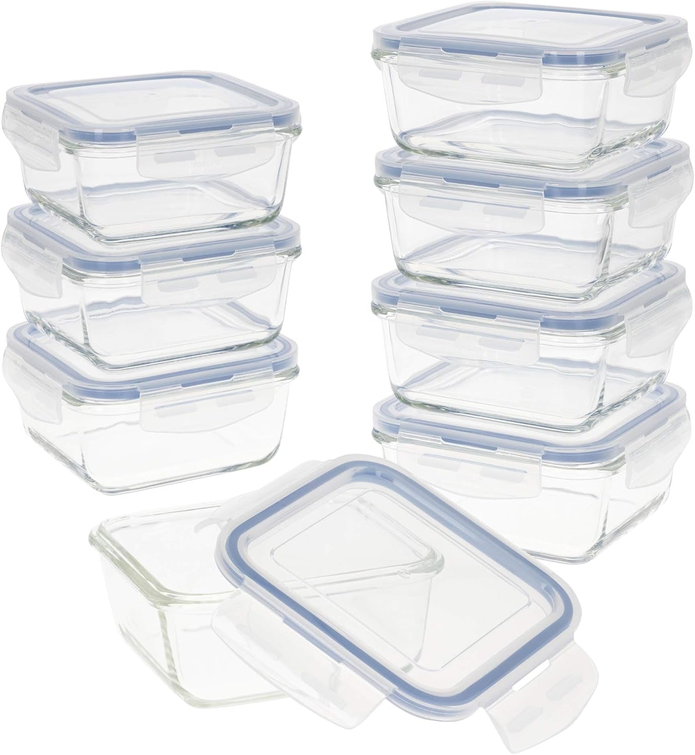 Max Home Confezione da 8 contenitori ermetici in vetro per microonde, porta pranzo in vetro, contenitori per alimenti richiudibili, contenitori per alimenti con coperchio trasparente da 550 ml (16538) Naty Shop Scatole per la conservazione degli alimenti Titolo predefinito