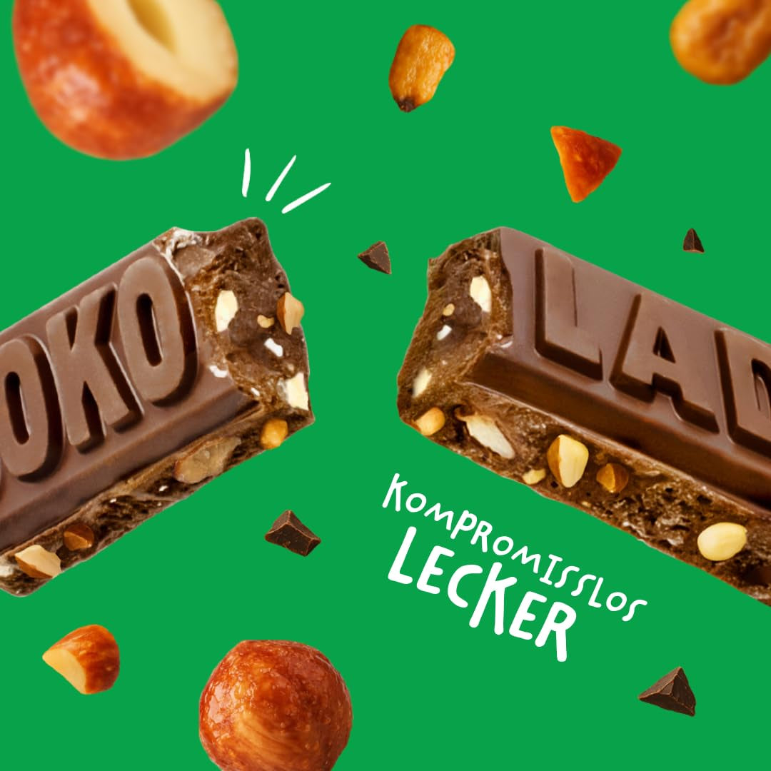 JOKOLADE 12 barrette x 140g Confezione economica | Con arachidi caramellate e cereali croccanti | Vegano e senza cacao