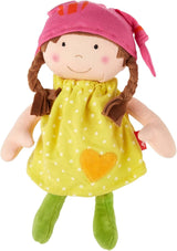 SIGIKID 39411 Piccola bambola morbida per bambina, giocattolo per bambini, consigliata dai 6 mesi, giallo