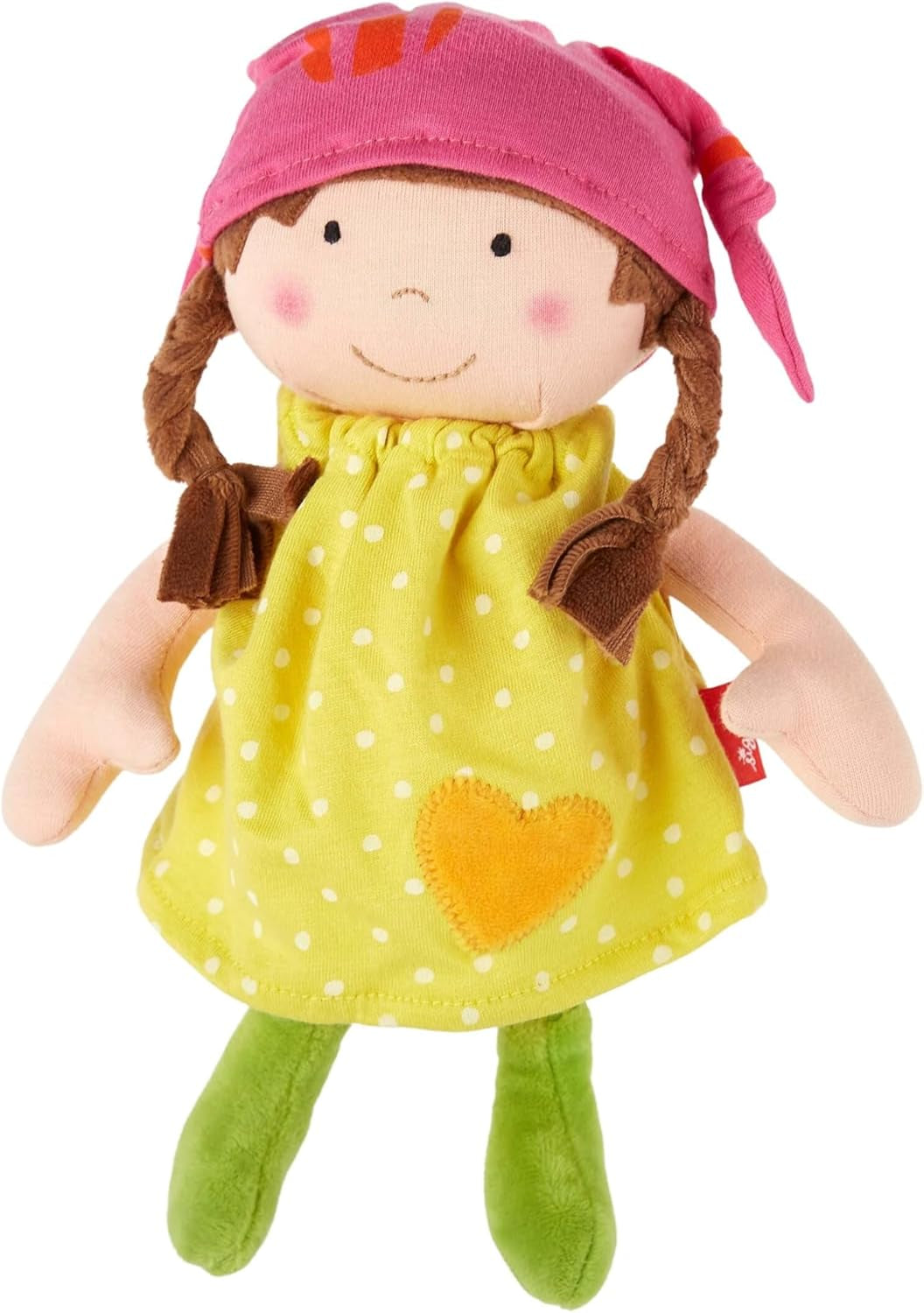 SIGIKID 39411 Piccola bambola morbida per bambina, giocattolo per bambini, consigliata dai 6 mesi, giallo