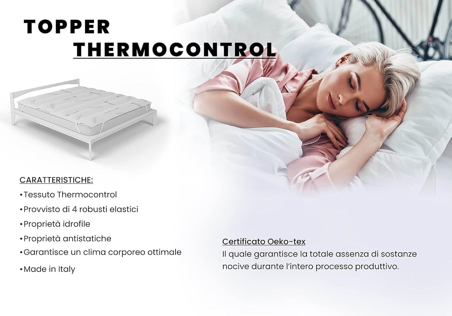MB Home Italia, Topper, Termocontrollo, Piumini e Trapunte Matrimoniali 160X195 Cm Naty Shop