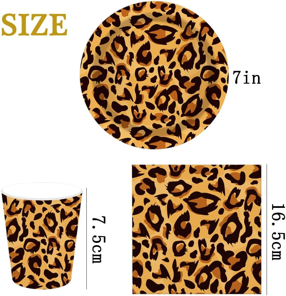 Motivo leopardato Party Geschirr Kindergeburtstag Deko Geburtstag Party Geschirr Dschungel Pappteller Becher Servietten Babyparty Tischdeko Set