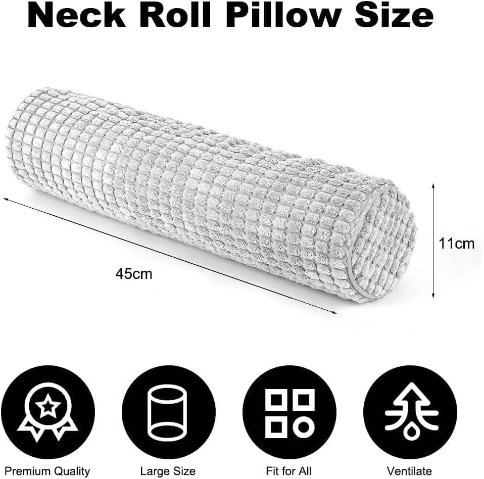 Rullo per il collo con fodera, Cuscino da viaggio in memory foam 11X45 cm, Cuscino per il collo in peluche lavabile in loco per alleviare il dolore al collo, Cuscino per il collo per casa, ufficio, viaggio Yoga Cuscini ortopedici cervicali cilindrici rotondi Naty Shop