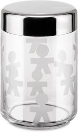 Alessi AKK37 GIROTONDO Barattolo da cucina in vetro con stampa e coperchio sigillato in acciaio inossidabile, L 21,6 cm, H 10,5 cm Scatole per alimenti Naty Shop L 21,6 cm, H 10,5 cm