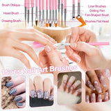 53 Blätter Nagelsticker, Set di pinsel e decorazioni per nail art, 15 pinsel, 5 penne a pois, Strasssteine, Blattgold Für Nagelkunst, Nagel Pailletten, Nagelkunstwerkzeuge e Dekorationssets