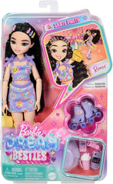 Bambola Barbie Dream Besties e accessori, bambola Barbie Renee alla moda con pattinaggio a rotelle e capelli neri, 12 accessori a tema con video e cibo, JFX99