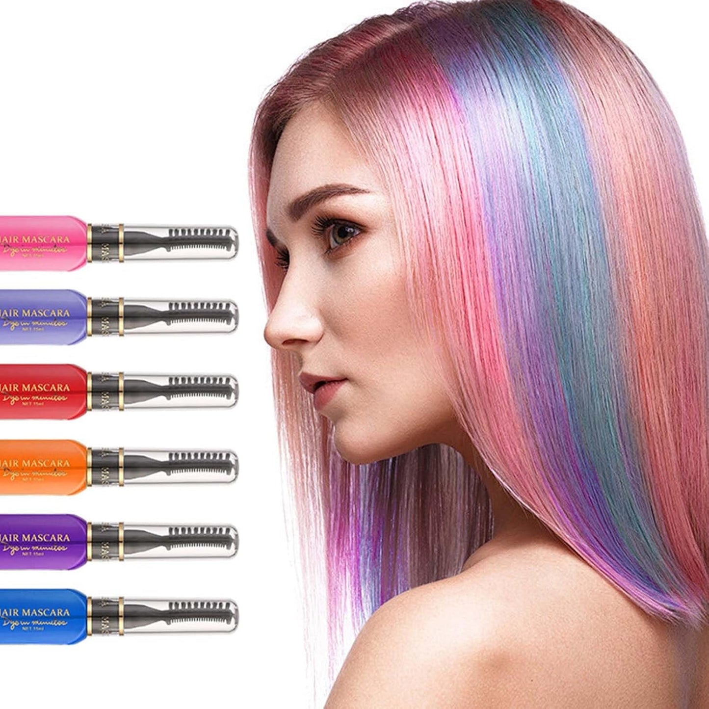 Tintura Per Capelli Istantanea 6 Colori Mascara Temporaneo Per Ragazze E Donne Gesso Per Capelli Lavabile Mascara Per Capelli Arcobaleno Tintura Per Capelli Per Carnevale Halloween Cosplay Festa Di Compleanno (A) Naty Shop Tinture Per Capelli