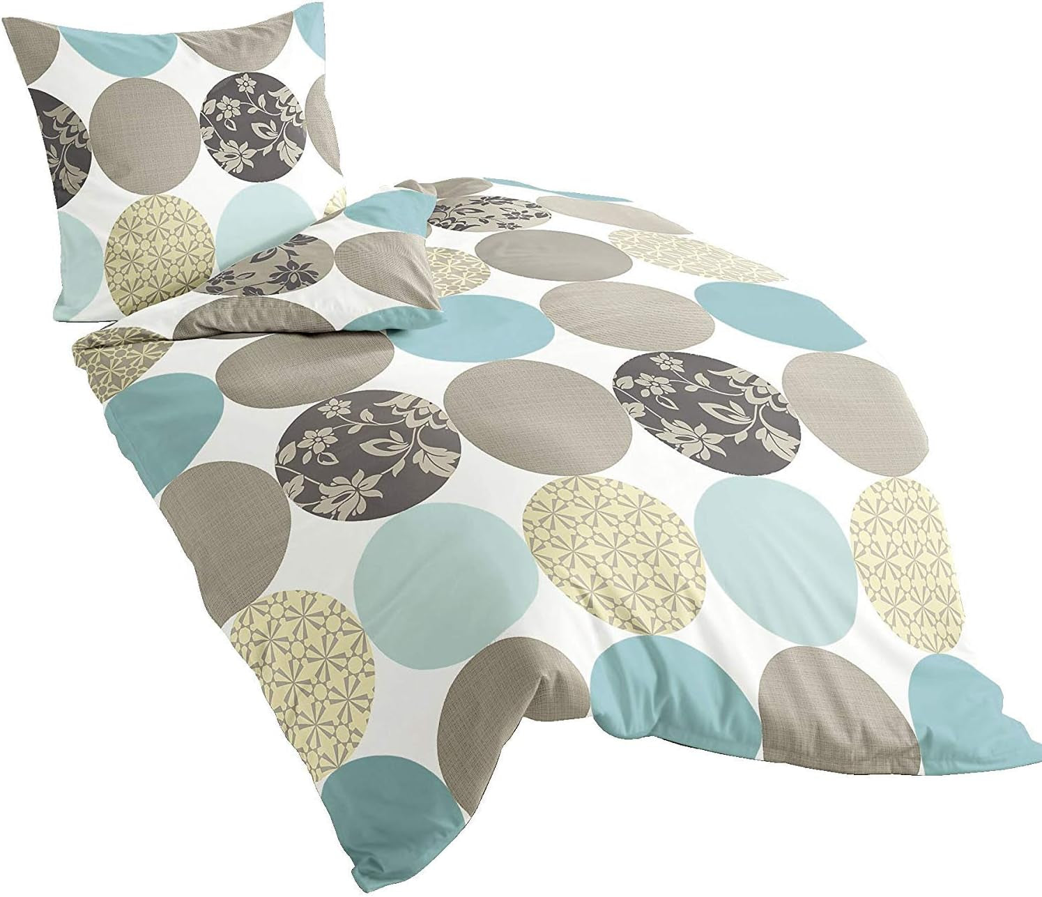 Biancheria da letto Bierbaum, macos-raso, Designed in Germany, modello 6383 turchese 02, 155X220 Cm + 80X80 Cm, misura comfort Letti e coperte Besuche den Bierbaum-Store Turchese 135X200 Altri campioni